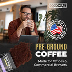Colonial Coffee 100 Count Single Pot Coffee Packets – 100% Arabica Breakfast Blend Medium Roast | Pre-Measured Frac Packs for 12 Cup Maker | Bulk Ground Gourmet Coffee for Home & Office