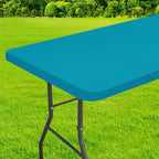 homing Rectangle Table Cloth Cover, Waterproof Polyester Elastic Fitted Tablecloth, Fits for 6 Foot Folding Tables, Washable Table Protector for Picnic, Camping, Outdoor (Teal, 36" x 72")