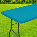 homing Rectangle Table Cloth Cover, Waterproof Polyester Elastic Fitted Tablecloth, Fits for 5 Foot Folding Tables, Washable Table Protector for Picnic, Camping, Outdoor (Teal, 30" x 60")