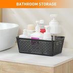 Plastic Storage Baskets With Lid, Storage Bins for Organizing, Stackable Decorative Containers for Shelves Drawers Desktop Closet Playroom Classroom Office,10 Pack-Black