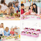 FORBFAN 150 Pcs Square Mini Cake Pans with Lids, 10 oz Individual Mini Loaf Pans, 4.4x4.4 Pink Aluminum Foil Cupcake Baking Cups