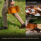 Cocktail Whiskey Smoker Kit with Torch, Wooden Box & Stand | Premium USA Walnut Smoker & 4 Flavors Natural Wood Chips | Old Fashioned Smoker Kit | Bourbon Gifts for Men