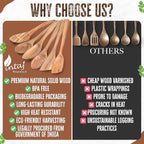 INTAJ Wooden Spoon Set for Cooking & Serving – 6-Piece Eco-Friendly Kitchen Utensils – Handmade Acacia Wood Spoons for Serving, Gifting & Daily Use – Non-Toxic, Sustainable Cookware Essentials