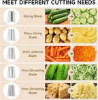 Rotary Cheese Grater Hand Crank, 5 in 1 Mandoline Vegetable Slicer - 5 Sets of Blades,Strong Suction Base&Easy to Clean - Kitchen Cheese Grater Shredder with Handle for Fruit,Vegetable,Nuts