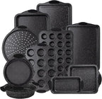 Country Kitchen Nonstick Stackable Bakeware Set - Durable, Easy Release Baking Set, Black, 10 Pcs