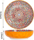 OZY Large Serving Bowls,10 inch Ceramic Salad Bowls,Ideal Housewarming Gift,Vibrant Color Soup Bowls for Party,Pasta,Fruit,Dishwasher & Microwave Safe Soup Bowls (Orange)