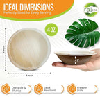 Raj Palm Leaf Bulk Bowls [100-Pack] 4" Round Bowls (8 CASES - 800 PACK) like Bamboo bowls Disposable, Strong, Decorative Compostable Tableware for weddings, Camping, Outdoor