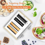 Toaster 4 Slice, KitchMix Bagel Stainless Toaster with LCD Timer, Extra Wide Slots, Dual Screen, Removal Crumb Tray (Cream)