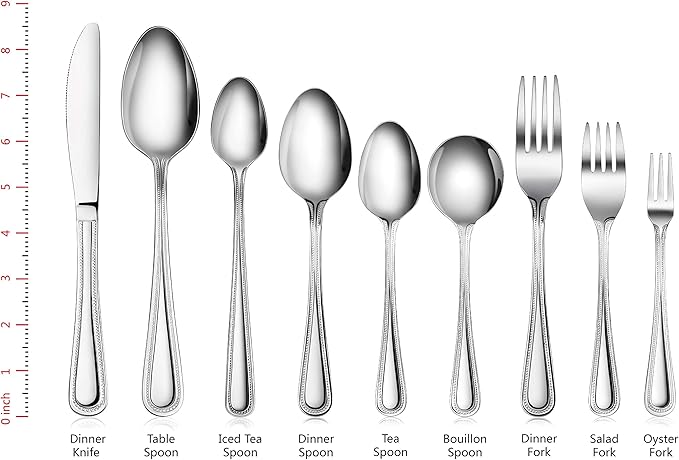 New Star Foodservice 1029734 Bead Pattern, 18/0 Stainless Steel, Salad Fork, 6.6-Inch Set of 12
