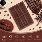 Silicone Chocolate Bar Mold - Non-Stick Durable Deep Dubai Chocolate Molds for Candy Bars, Dubai Pistachio, Energy & Protein Bars (10 Snap), Dishwasher Safe