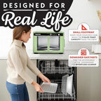 Gourmia French Door Digital Air Fryer Oven - XL 37QT Capacity, 12 Presets, FryForce 360° Tech, Dehydrate, Proof, Slow Cook, Fits 13” Pizza, 1700W, Green