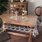 Clear Table Cover Protector Plastic Vinyl Table Cloth with White Lace Pattern Oil Spill Proof Plastic Tablecloths for Dining Tables Parties Holidays (French Lace, 60 x 84 Inches)