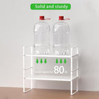 Expandable Cabinet Storage Shelf Stackable Organizer Rack for Kitchen Bathroom Pantry Spice Cupboard Coffee Countertop Home Office Desk Heavy Duty Nonslip White Large 1 Pack