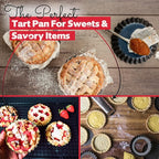 8 Pack Mini Tart Pans 4 Inch with Removable Bottom Round Nonstick Deep Quiche Pan, Heavy Duty Perfect for Baking Fruit Tarts, Quiches & Dessert