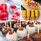 HANSGO Wooden Candy Apple Sticks, 5 mm 7 inch Birch Caramel Apple Cotton Sticks Semi Pointed Lollipop Skewer for Festival Party Favor BBQ Corn Dog