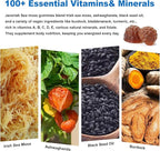 Vegan Ashwagandha Sea Moss Gummies - Black Seed Oil, Vitamin C&D for Immune Support, Digestive, Antioxidant 13 in 1 Bundle, Sea Moss Chlorophyll Advanced Strength Formula 2Pack 120 Gummies