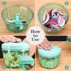 Cambom Manual Food Chopper Vegetable Cutter, Hand String Vegetable Chopper Onions Cutter for Vegetable Fruits Nuts BPA Free Food Safe Material, 650ml Blue