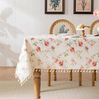 Rectangle Tablecloth Pastoral Style, Waterproof & Stain Resistant Table Cloth Wrinkle Free Table Cover for Dining/Kitchen/Patio, Washable Indoor & Outdoor Use, 55"X70" Red
