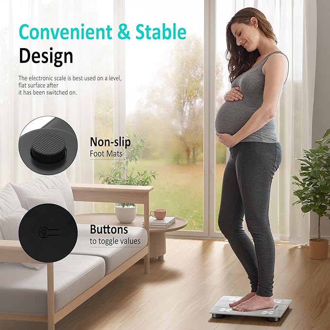 BalanceFrom Smart Scale for Body Weight Digital Bathroom Bluetooth BMI Body Fat Scale with 12 Body Composition Analyzer, Tempered Glass Weighing Scale LED Display Sync with Apps, 400lbs