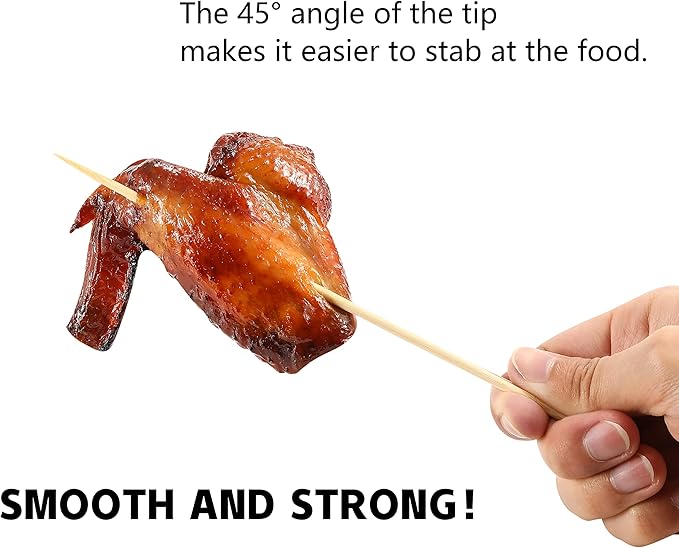 200 PCS Bamboo Skewers, 10 Inch Wooden Skewer for Appetizers, Fruit, Kebabs, Grilling Barbecue, Mini Burger, Sausage, Cocktail Picks for Drinks, Long Toothpicks, Food Sticks Natural, Kitchen Gadget
