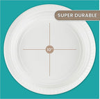 PLASTICPRO Round Plastic Plates Microwaveable, Disposable, White, Dinnerware (100, 10" Inch Plates)