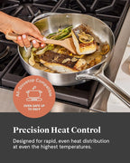 Caraway Stainless Steel Sauté Pan (4.5 Qt) - 5-Ply Stainless Steel - Oven Safe & Stovetop Agnostic - Non Toxic, PTFE & PFOA Free