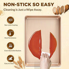 Saker nonstick baking sheet pan set,Multi-Use Non-Stick Baking Pan Set, Stackable Carbon Steel Cookie Sheets for Even Baking, Roasting & Meal Prep, Oven Safe & Easy Clean (Champagne Gold)