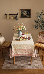 ISAENNE Designer Linen Floral Square Tablecloth,Pale Yellow Farmhouse Indoor Table Cloth,Fall Durable Decor Tablecloths for Dining Kitchen Thanksgiving Christmas Party,67"*67"-Chamonix A