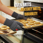 GRILL HEAT AID BBQ Grill Gloves 1472°F - Extreme Heat Resistant Oven Mitts for Grilling, Smoker & Fire Pit with Silicone Grip & EN407 Cut Resistance - Short Cuff, Dusky Gray