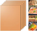 Copper Grill Mats for Outdoor Grill, Dailyart Set Of 5 BBQ Grilling Mats for Outdoor Reusable & Easy To Clean & Non-Stick Copper Grill Sheets - Barbecue Grill Accessories for Gas, Charcoal, Electric
