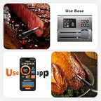 Dual Probes Meat Thermometer, Smart Digital Magnetic Standalone Base, Bluetooth Wireless Meat Thermometer Remote Tracking and Real-Time Readings, iOS and Android, for Grill, BBQ, Smoker