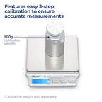 American Weigh Scales SC Series Precision Digital Kitchen Weight Scale, Food Measuring Scale, 2kg x 0.1g (Silver), AMW-SC-2KG (500g x 0.01g)