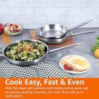 Amazon Basics 3-Piece Stainless Steel Aluminum-Clad Fry Pan Set with 8", 9 1/2", and 12"
