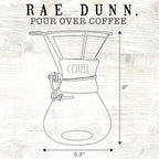 Rae Dunn Glass Pour Over Coffee Maker, 34oz Carafe with Reusable Stainless-Steel Filter and Elegant Bamboo Finish, Great for Brewing Coffee