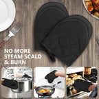 1 Pair Short Oven Mitts, Heat Resistant Silicone Kitchen Mini Oven Mitts for 500 Degrees, Non-Slip Grip Surfaces and Hanging Loop Gloves, Baking Grilling Barbecue Microwave Machine Washable