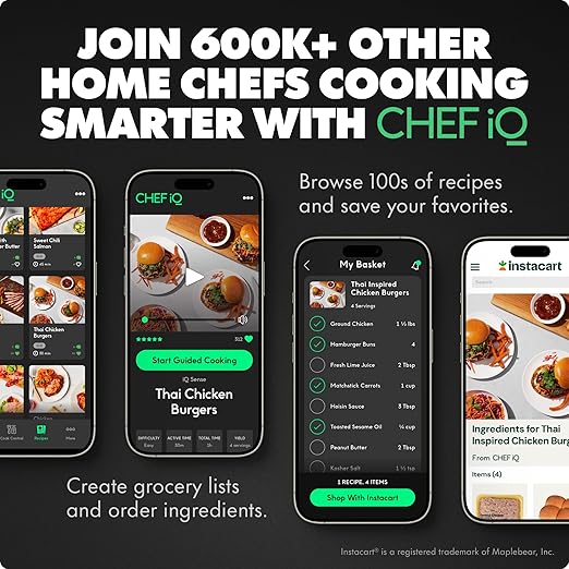 CHEF iQ Sense [2025 Model] | Smart Wireless Meat Thermometer | Ultra-Thin Probe | WiFi Unlimited Range | 1000°F Heat Safe | 5 Sensors | BBQ, Grill, Oven, Smoker, Air Fryer | Gen3