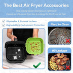 Silicone Air Fryer Liners - Square Reusable Airfryer Basket - Easy to Clean Air Fryers Silicone Pot for 5.8 to 8 Qt Air Fryer Baking Tray Oven Accessories, 8.5 Inch Large