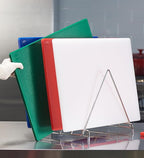 CURTA 4-Piece NSF 20" x 14" x 1/2" Multi-Colored Flexible Cutting Board Kit with Stainless steel Storage Rack, Color Coded Plastic Chopping Board with Anti Slip Surface Dishwasher Safe