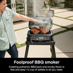 Ninja | Grill & Smoker | Outdoor Woodfire Pro XL | 4 in 1 Grill, BBQ Smoker, Air Fryer & Bake | Portable | Includes Built in Thermometer & 2 Woodfire Pellet Packs | Dark Grey | OG850