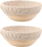 Bread Proofing Baskets Set of 2 8.5 inch Round Dough Proofing Bowls w/Liners Perfect for Home Sourdough Bakers Baking