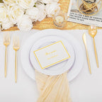 Supernal 180PCS Gold Plastic Silverware Gold Silverware Disposable Cutlery Plastic Utensils Heavy Duty Disposable Utensils Includes: 60 Knives, 60 Forks and 60 Spoons for Party, Birthday, Wedding