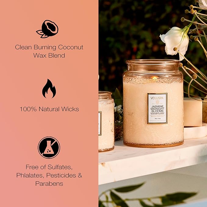 Japonica Collection Large - Jasmine Midnight Blooms by Voluspa for Unisex - 18 oz Candle