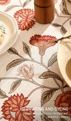 ISAENNE Designer French Extra Long Rectangular Tablecloth,Linen Orange Floral Pattern Indoor Table Cloth,Wrinkle Resistant Decor Table Cloth for Dining Thanksgiving Kitchen,67"*118"-Alvarado D