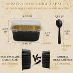 Foil Baking Cups, 30pcs 10oz Mini Cake Pans With Lids Cake Cups Aluminum Pans Disposable Ramekins With Lids Mini Cake Pans, Black Gold, HG01AP300BKX30