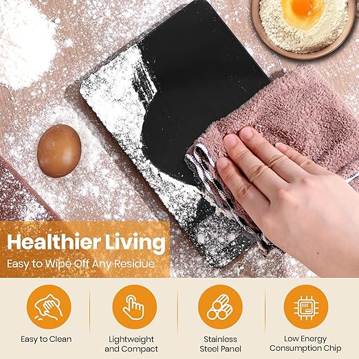 Digital Kitchen Scale - Precision Food Scale for Cooking & Baking (1g/0.05oz Accuracy) - Waterproof Stainless Steel with LCD Display, Batteries Included - Weight in Grams & oz (Black)