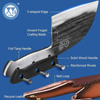 XYJ Authentic Since 1986,6 Inch Serbian Chef Knife With Sheath,Handmade Forged Ancient Outdoor Camping Kitchen Butcher Knife,Vegetable Cooking Meat Knives,Full Tang