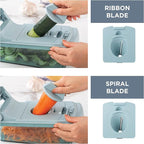 Cook with Color Vegetable Chopper - Multifunctional 11 in 1 Vegetable Chopper with Container - Food Chopper to Dice, Chop, Slice, Julienne and Spiralize, Blue