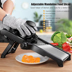 MASTERTOP Mandoline Slicer Adjustable Stainless Steel Food Slicer for Kitchen Vegetable Onion Potato Fruit French Fry Cutter Potato Chip Julienne Slicers with Cut Resistant Gloves