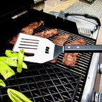 Boss 5 in 1 Grill Spatula with Knife, Fork, Bottle Opener and Turner BBQ Tools. All in One Grill Accessories Set for Outdoor Grills. 18 inch Grilling Accessories BBQ Set (Black)
