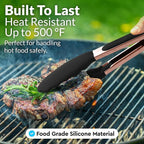 Zulay Stainless Steel Kitchen Tongs with Silicone Tips - Set of 2 (9” & 12”) Locking Cooking Tongs with Non-Slip Grip - Heat Resistant, BBQ Food Tongs for Non-Stick Cooking Pans (Rose Gold/Black)